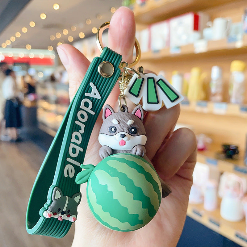 Wholesale Cute Watermelon Shiba Inu PVC Keychain